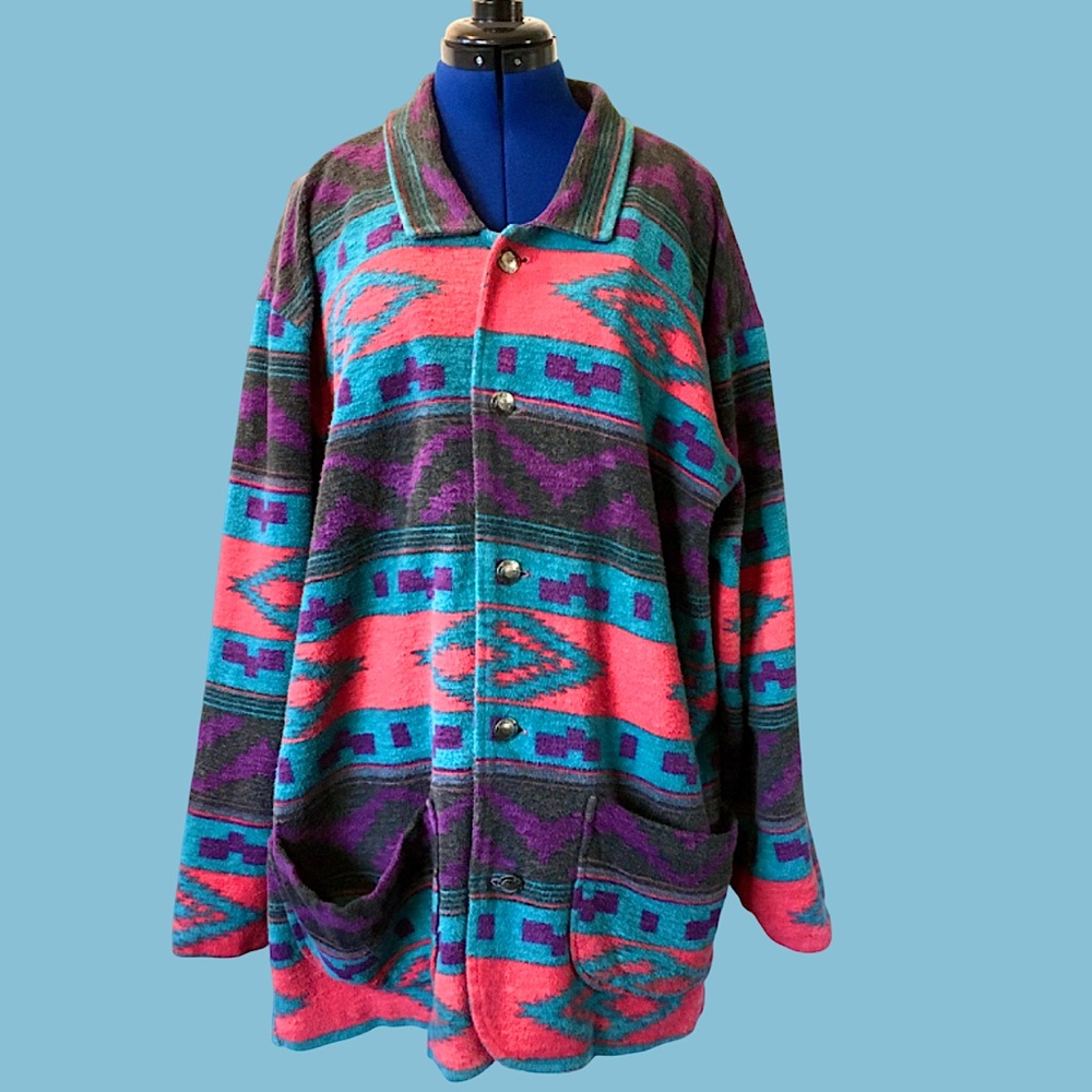Vintage CHICOS DESIGN Aztec Southwestern Oversized Shacket OS